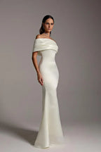 Off-the-Shoulder Draped Mermaid Maxi Dress