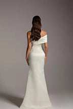 Off-the-Shoulder Draped Mermaid Maxi Dress