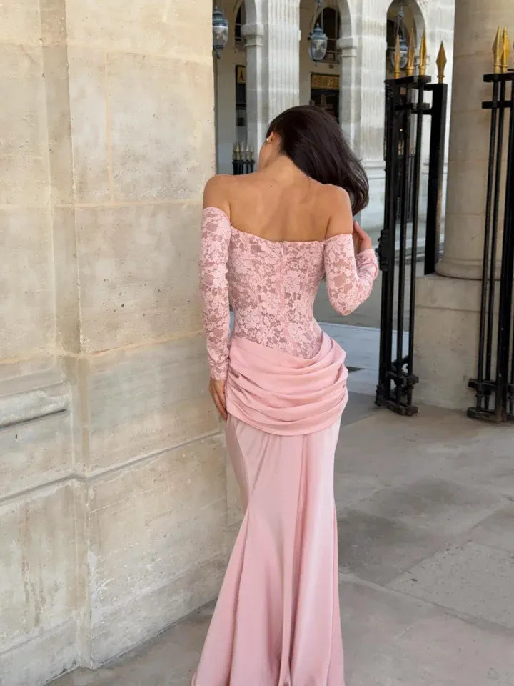 Off-the-Shoulder Long Sleeve Mermaid Maxi Dress