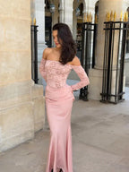 Off-the-Shoulder Long Sleeve Mermaid Maxi Dress
