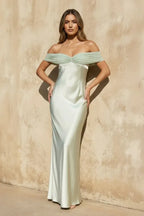 Off-the-Shoulder Tie-Back Mermaid Maxi Dress