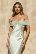 Off-the-Shoulder Tie-Back Mermaid Maxi Dress