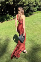 One Shoulder Pleated Maxi Formal Dress