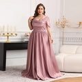 Plus Size A-Line Off-The-Shoulder Short Sleeve Appliques Mother Of The Bride Dress