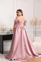 Plus Size A-Line Off-The-Shoulder Short Sleeve Appliques Mother Of The Bride Dress