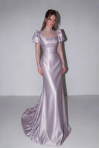 Puff Sleeve Mermaid Wedding Dress with Train