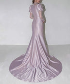 Puff Sleeve Mermaid Wedding Dress with Train