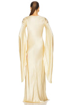 Elegant Sheath Boat Neck Dramatic Long Sleeve Open Back Floor Length Evening Dress