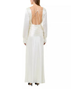 Elegant Sheath Boat Neck Long Sleeve Tie Back Floor Length Prom Dress