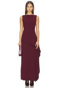 Elegant Sheath Boat Neck Sleeveless Draped Asymmetric Floor Length Evening Dress