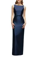 Elegant Sheath Boat Neck Sleeveless V Back Floor Length Evening Dress