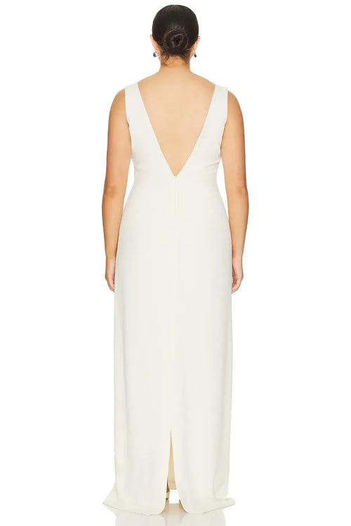 Robe de soirée élégante sirène sans manches à col bateau et dos zippé, longueur ras du sol