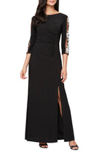 Elegant Sheath Boat Neck Three Quarter Sleeve Zipper Back Floor Length Evening Dress