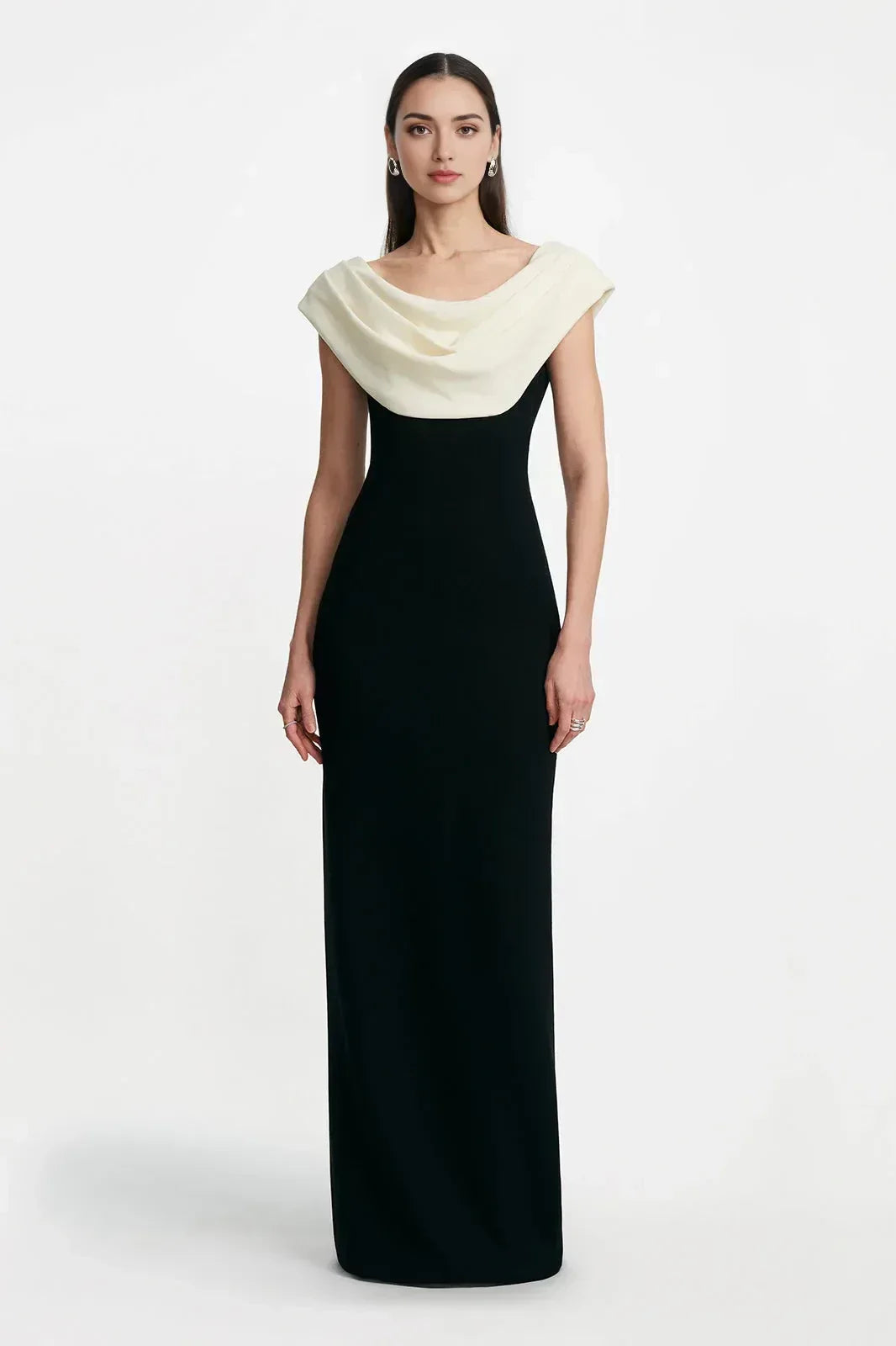 Elegant Sheath Cowl Neck Sleeveless Back Zip Floor Length Prom Dress
