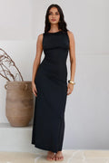 Elegant Sheath Cowl Neck Sleeveless Cross Back Floor Length Prom Dress
