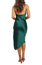 Elegant Sheath Cowl Neck Sleeveless Open Back Midi Evening Dress
