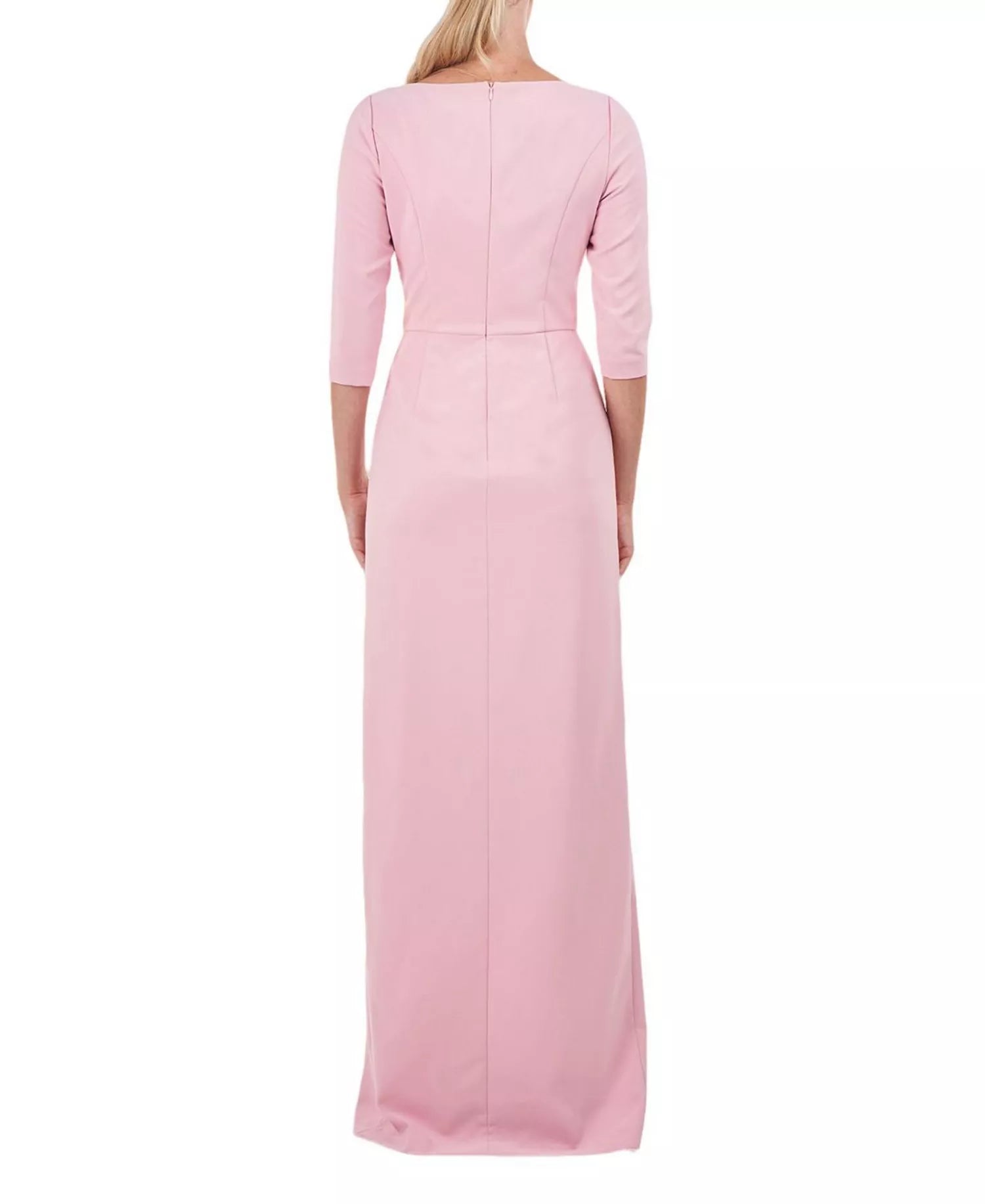 Elegant Sheath Cowl Neck Three Quarter Sleeve Zipper Back Floor Length Prom Dress