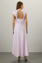 Elegant Sheath Crew Neck Cap Sleeve Keyhole Back Floor Length Plus Size Prom Dress