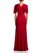 Elegant Sheath Crew Neck Short Sleeve Ruched Waist V Back Floor Length For Sale Prom Dress