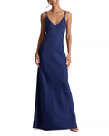 Elegant Sheath Deep V Neck Double Strap Open Back Floor Length For Sale Prom Dress