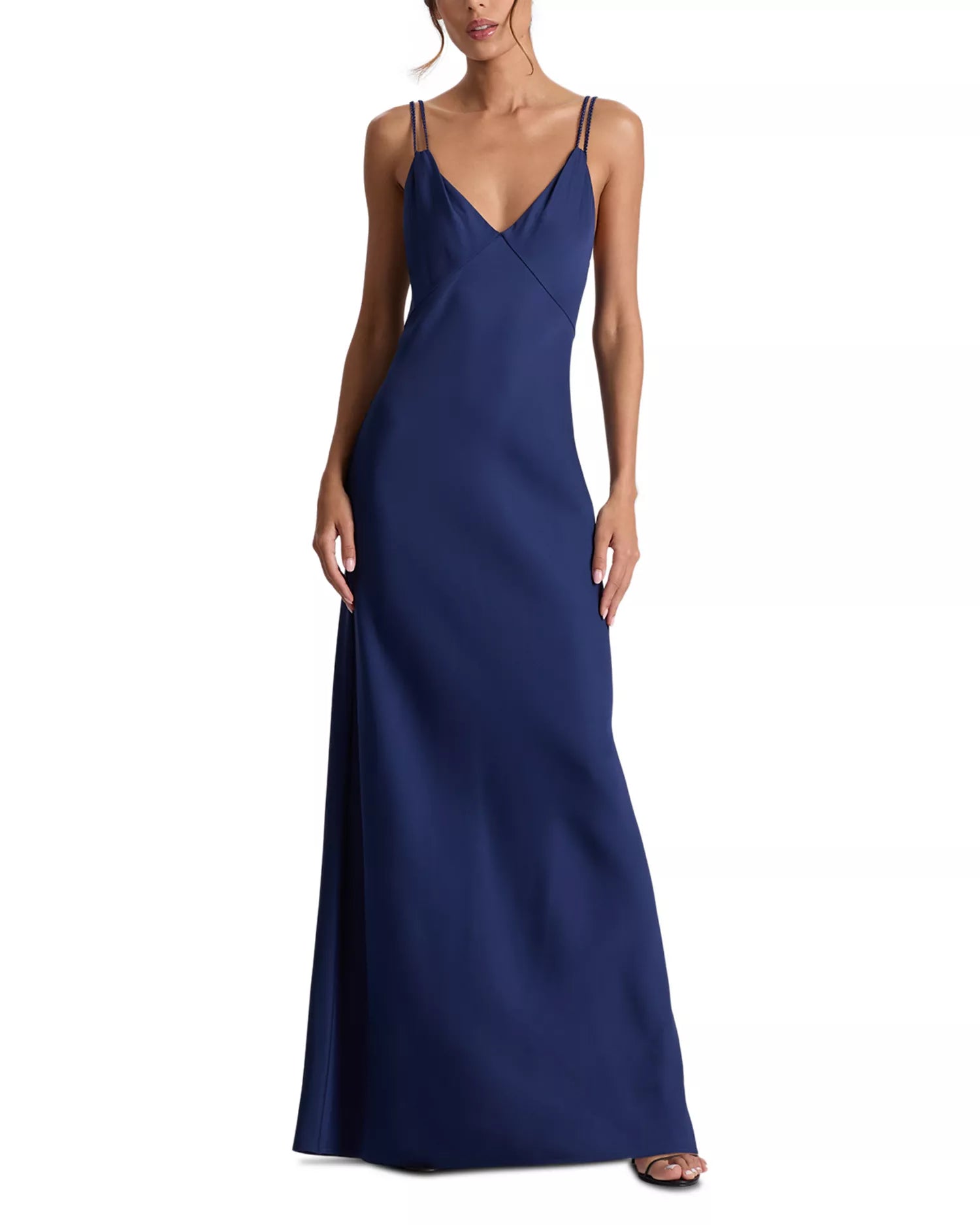 Elegant Sheath Deep V Neck Double Strap Open Back Floor Length For Sale Prom Dress