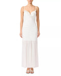 Elegant Sheath Deep-V Neck Spaghetti Strap Ruched Back Floor Length Female Prom Dress