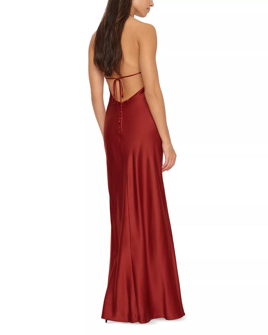 Elegant Sheath Halter Neck Lace Up Back Satin Floor Length For Women Prom Dress