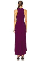 Elegant Sheath High Neck Sleeveless Ruched Detail Slit Front Asymmetric Length Evening Dress