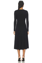 Elegant Sheath Keyhole Neck Long Sleeve Flared Midi Evening Dress