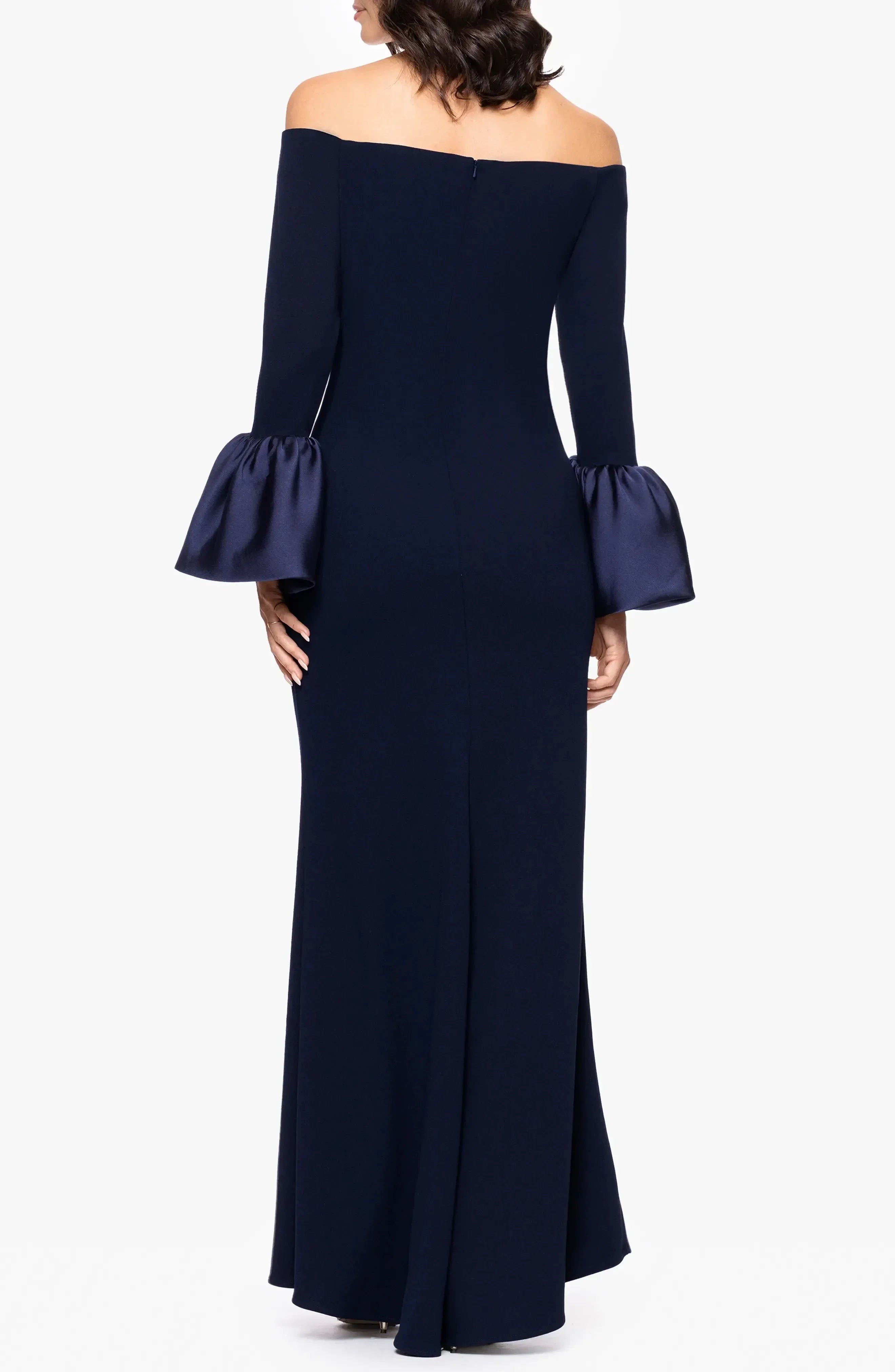 Elegant Sheath Off Shoulder Bell Sleeve Zipper Back Floor Length Evening Dress