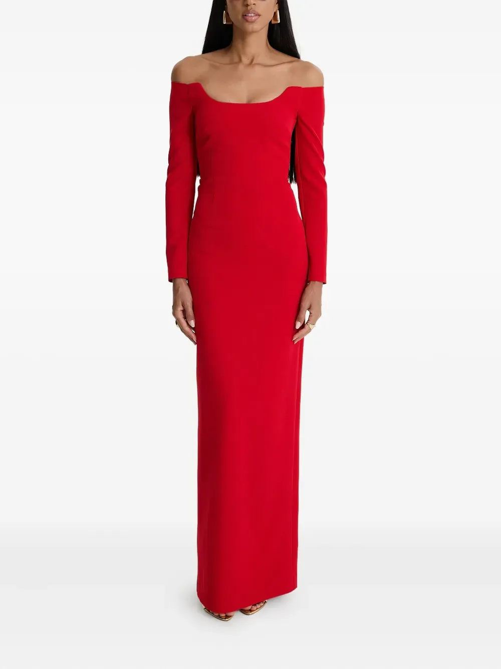 Elegant Sheath Off-The-Shoulder Long Sleeve Zipper Back Floor Length Prom Dress