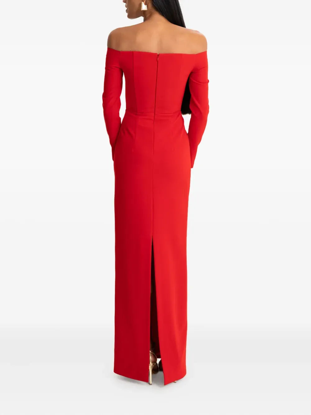 Elegant Sheath Off-The-Shoulder Long Sleeve Zipper Back Floor Length Prom Dress