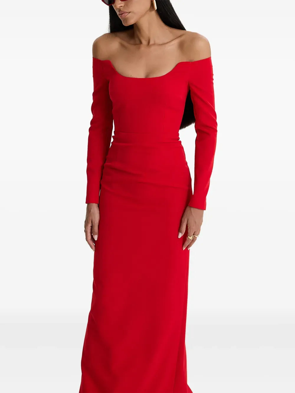 Elegant Sheath Off-The-Shoulder Long Sleeve Zipper Back Floor Length Prom Dress