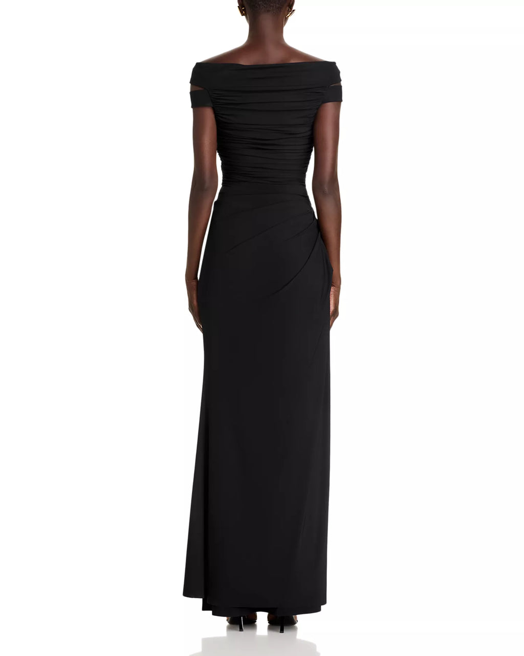 Elegant Sheath Off the Shoulder Cutout Sleeve Zipper Back Floor Length Prom Dress