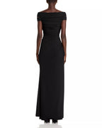 Elegant Sheath Off the Shoulder Cutout Sleeve Zipper Back Floor Length Prom Dress