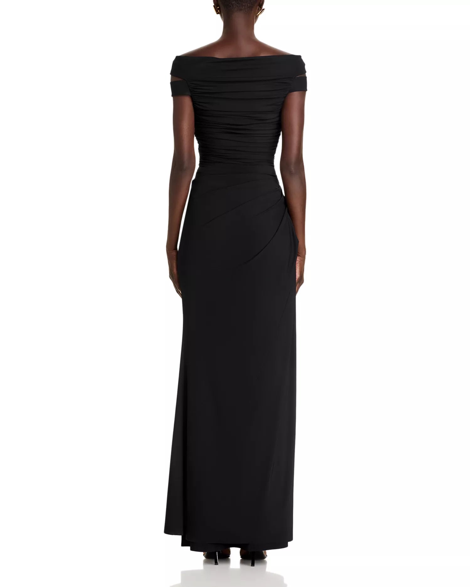 Elegant Sheath Off the Shoulder Cutout Sleeve Zipper Back Floor Length Prom Dress