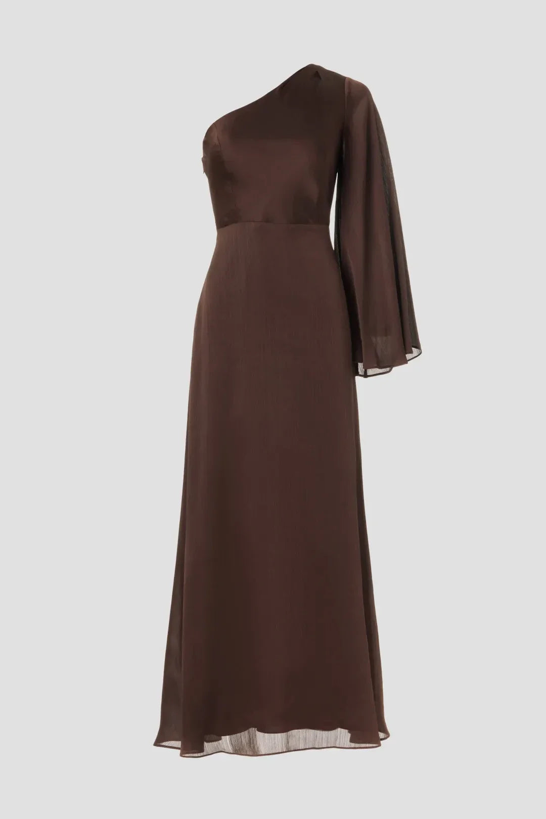 Elegant Sheath One Shoulder Draped Sleeve Floor Length Plus Size Prom Dress