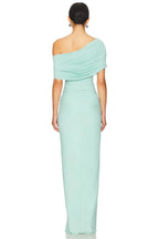 Elegant Sheath One Shoulder Short Sleeve Zipper Back Floor Length Evening Dress