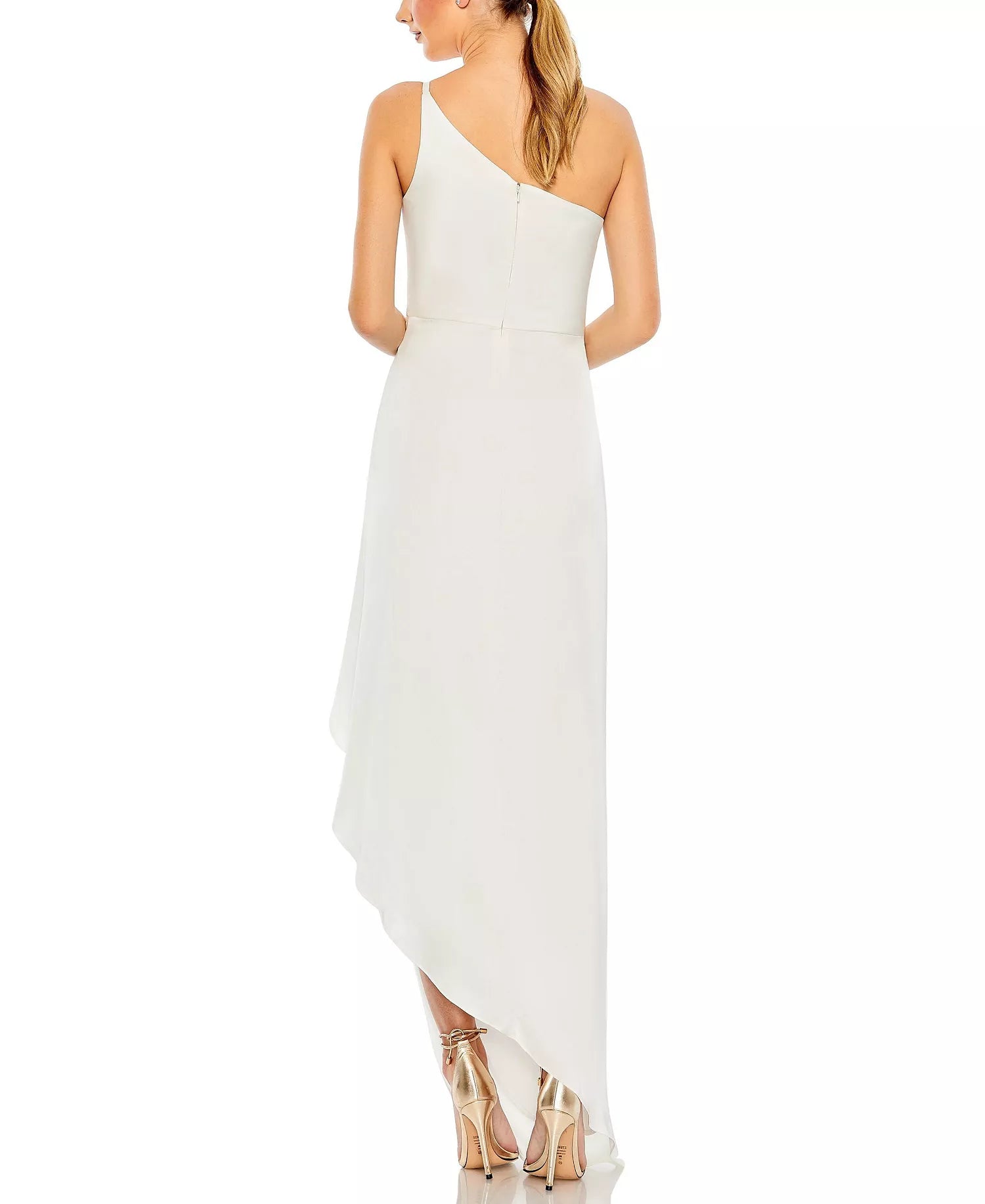 Elegant Sheath One Shoulder Sleeveless Asymmetrical Hem High Slit Hot Sale Prom Dress