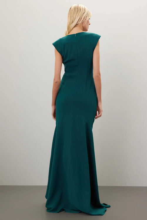 Elegant Sheath Plunge Neck Cap Sleeve Ruched Asymmetric Hem Plus Size Prom Dress
