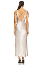 Elegant Sheath Plunge V Neck Sleeveless Open Back Midi Length Evening Dress