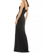 Elegant Sheath Scoop Neck Pearl Embellished Strap Open Back Floor Length Prom Dress