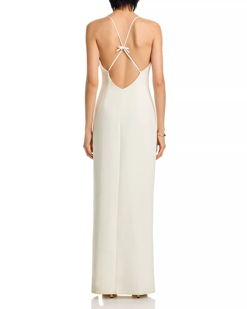 Elegant Sheath Spaghetti Strap Knot Accent Open Back Floor Length Female Prom Dress