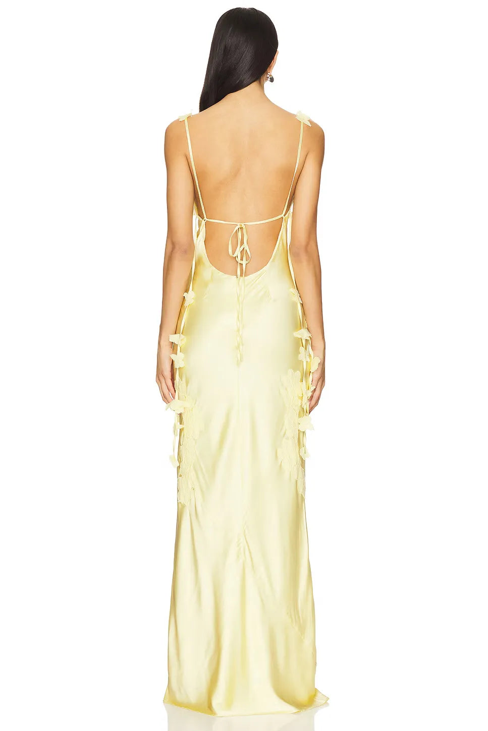 Elegant Sheath Square Neck Floral Strap Open Back Floor Length Evening Dress