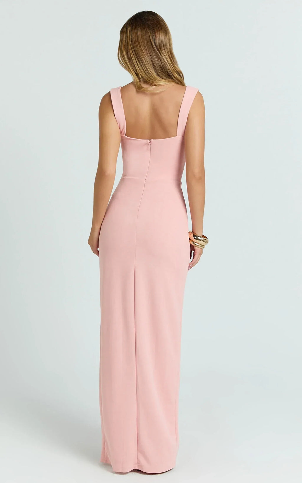 Elegant Sheath Square Neck Sleeveless High Slit Floor Length Plus Size Evening Dress