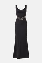 Elegant Sheath Square Neck Sleeveless Lace Accent Floor Length Plus Size Prom Dress