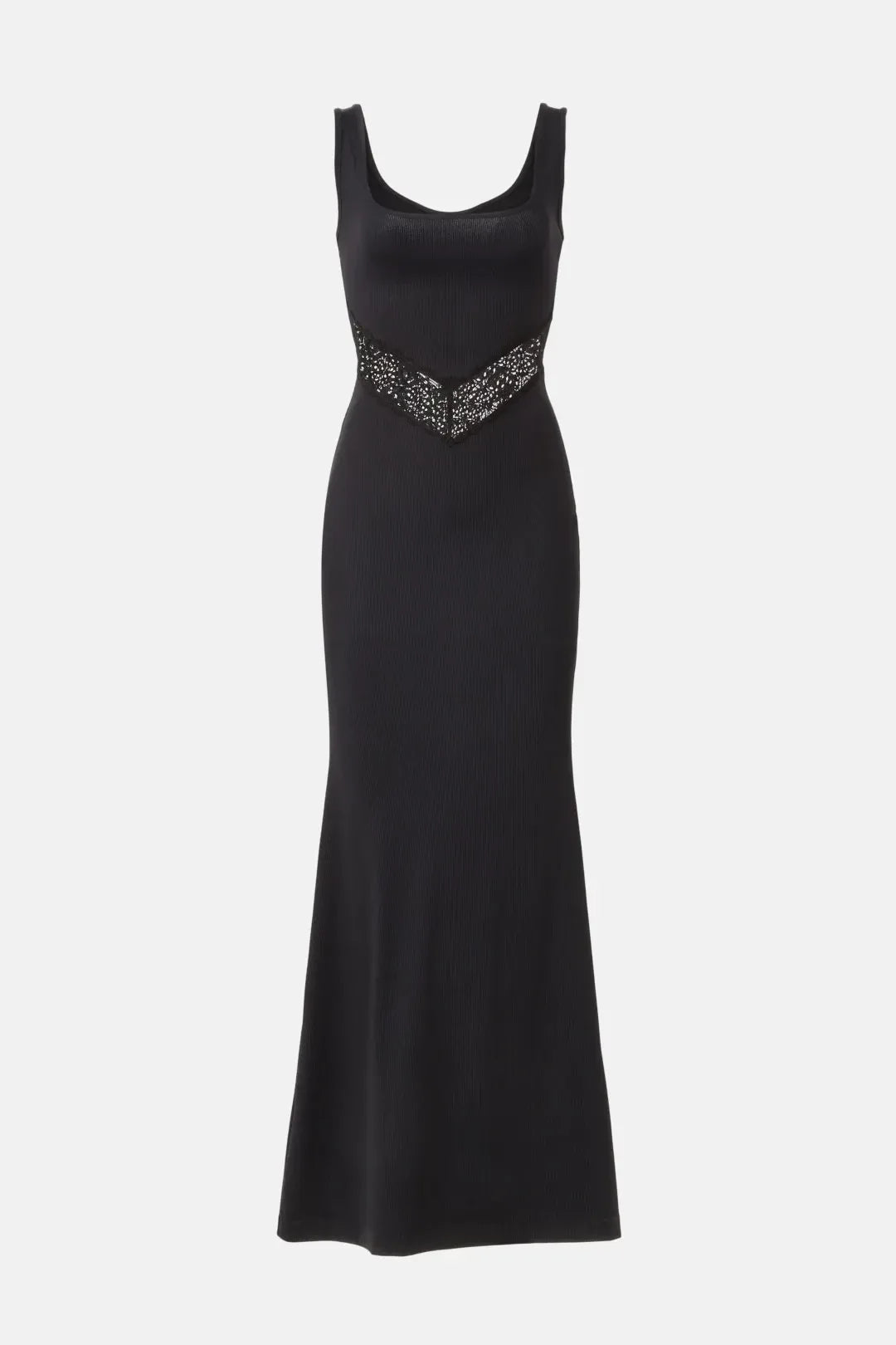 Elegant Sheath Square Neck Sleeveless Lace Accent Floor Length Plus Size Prom Dress