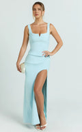 Elegant Sheath Square Neck Sleeveless Open Back Floor Length Plus Size Evening Dress