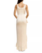 Elegant Sheath Square Neck Sleeveless Ruffled Trim Asymmetrical Hem For Ladies Prom Dress
