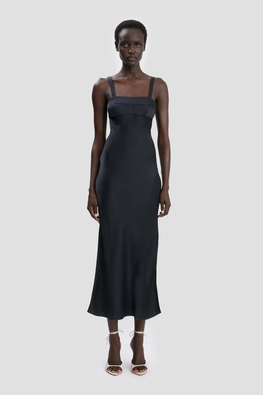 Elegant Sheath Square Neck Spaghetti Strap Open Back Midi Floor Length For Adults Prom Dress